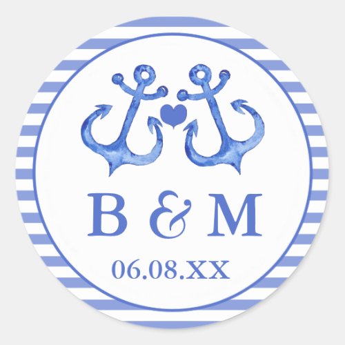 Nautical Anchors  Wedding Envelop Seal Sticker