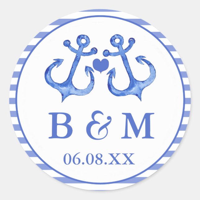 Nautical Anchors | Wedding Envelop Seal Sticker (Front)