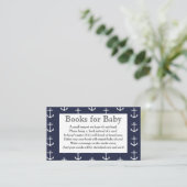 Nautical Anchors & Whale Baby Shower Book Request Enclosure Card (Standing Front)