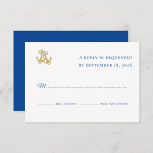 Nautical Anchors White Simple Wedding RSVP Invitation