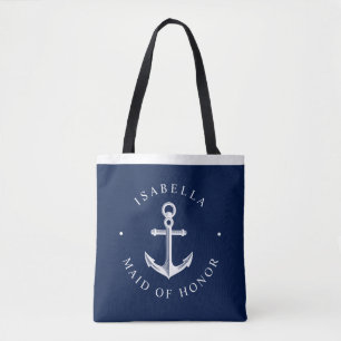 Nautical Ancor Nautical Wedding Party Navy Tote Bag