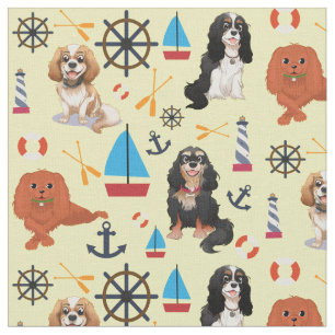 Nautical and Boating Cavalier King Charles Spaniel Fabric