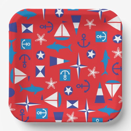 Nautical And Ocean Icons Paper Plates