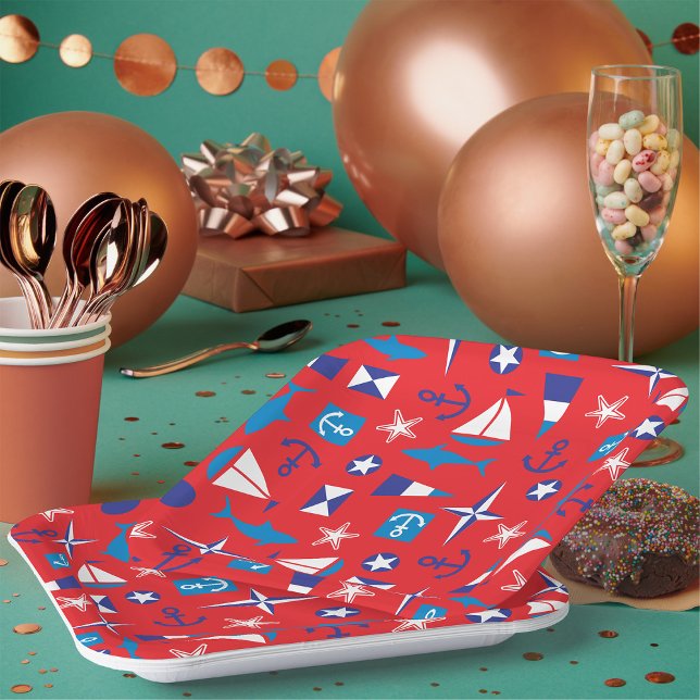 Nautical And Ocean Icons Paper Plates (Creator Uploaded)