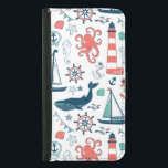 Nautical Animals And Symbols Pattern Samsung Galaxy S5 Wallet Case<br><div class="desc">Cute nautical assorted animals and nautical symbols simple illustration over customizable white background color.</div>