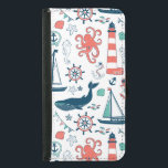 Nautical Animals And Symbols Pattern Samsung Galaxy S5 Wallet Case<br><div class="desc">Cute nautical assorted animals and nautical symbols simple illustration over customizable white background color.</div>