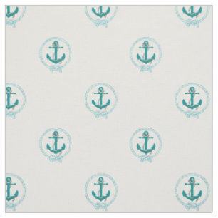 Nautical Aqua anchor/aqua seaman's knot Fabric