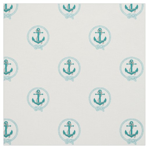 Nautical Aqua anchor/aqua seaman's knot Fabric