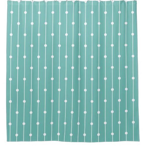 Nautical Aqua and White striped and dotted modern Shower Curtain