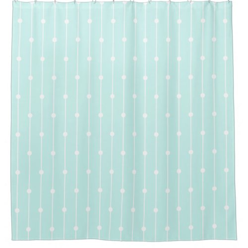 Nautical Aqua and White striped and dotted modern Shower Curtain