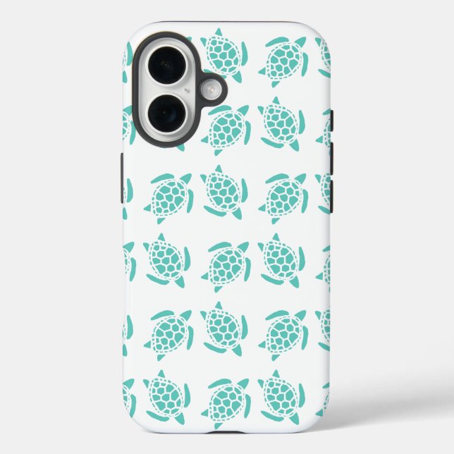 Nautical Aqua Blue Sea Turtle Pattern  Case-Mate iPhone Case (Back)