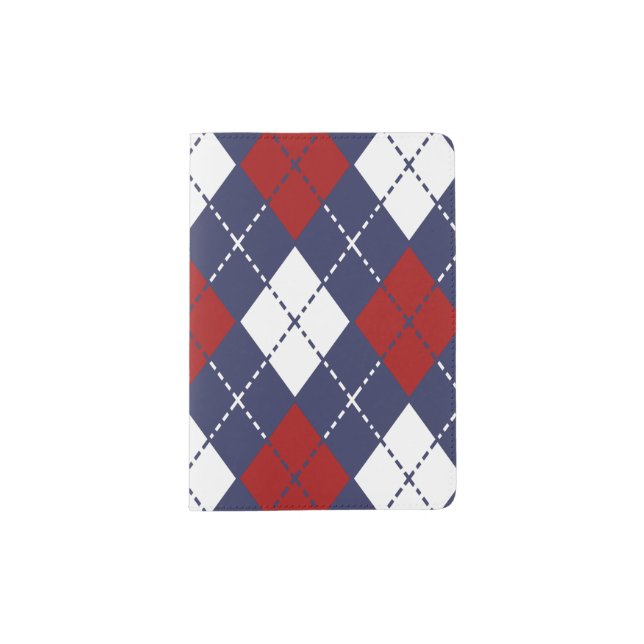 Nautical Argyle Pattern Passport Holder (Front)