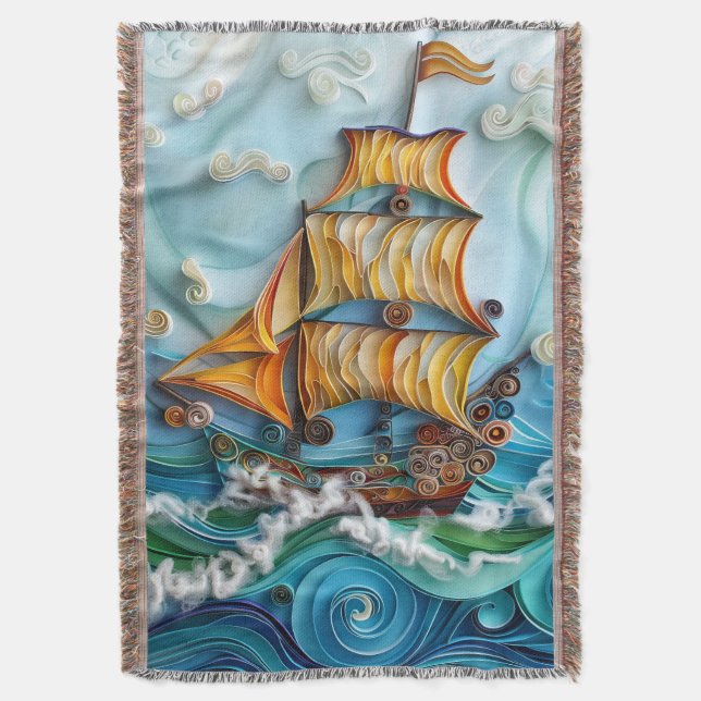 Nautical Art Woven Throw Blanket (Front Vertical)