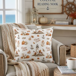 Nautical Autumn Coastal Lighthouse Print