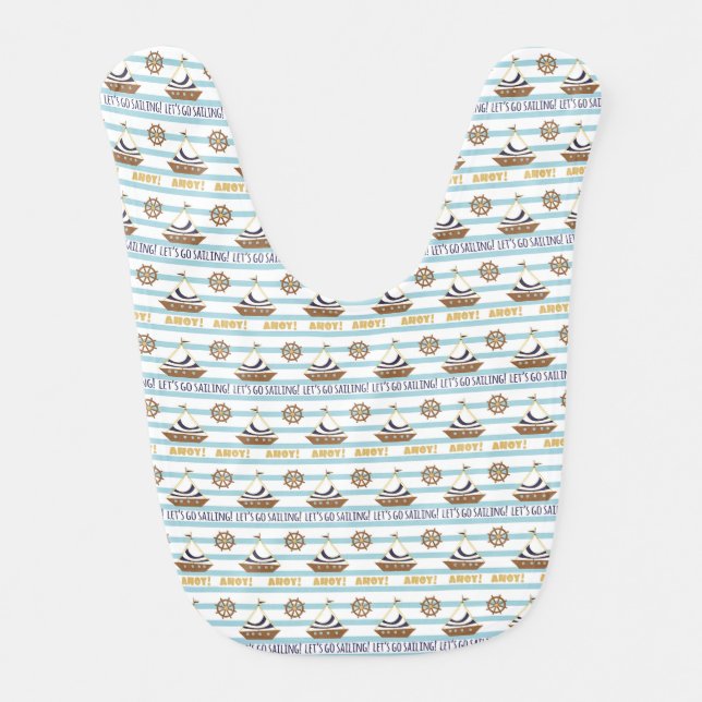 Nautical baby bib, sailing, ahoy navy baby bibs (Front)