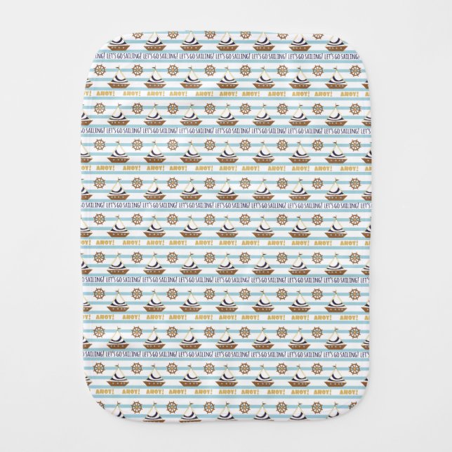 Nautical baby bib, sailing, navy baby burp cloth (Front)