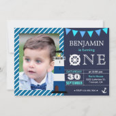 Nautical Baby Boy 1st Birthday Party Invitation (Front)