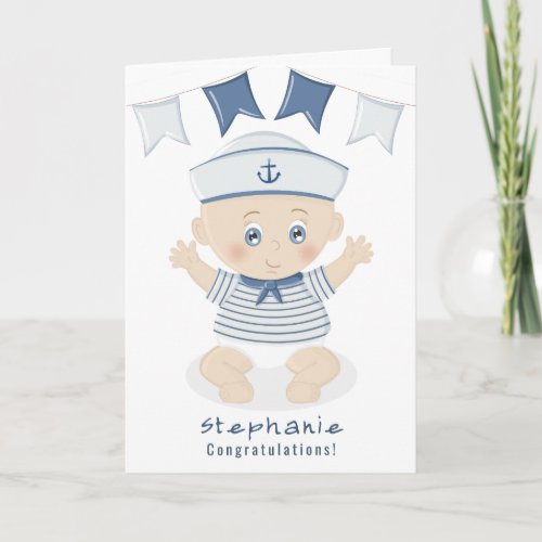 Nautical Baby Boy Baby Shower Card