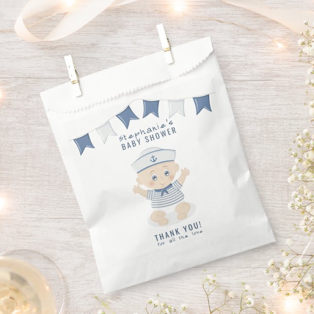Nautical Baby Boy Baby Shower Favor Bag (Clipped)