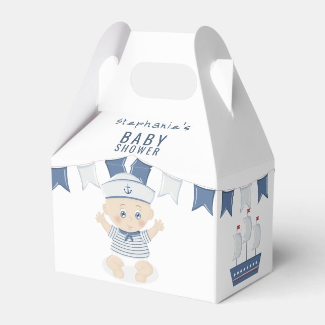 Nautical Baby Boy Baby Shower Favor Boxes (Back Side)