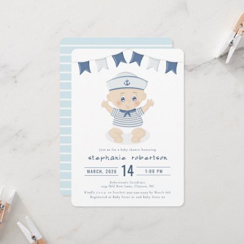 Nautical Baby Boy Baby Shower Invitation