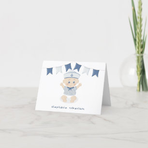 Nautical Baby Boy Baby Shower Letterpress Thank You Card