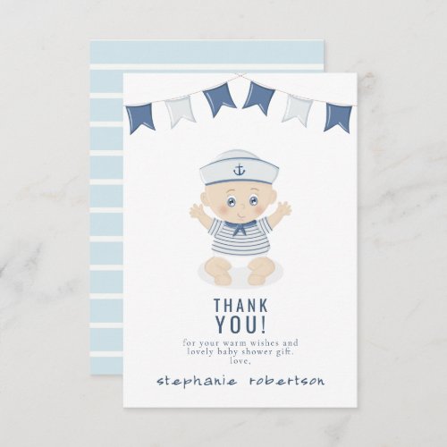 Nautical Baby Boy Baby Shower Thank You Invitation