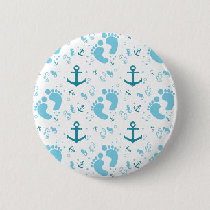 Nautical baby boy blue pattern button