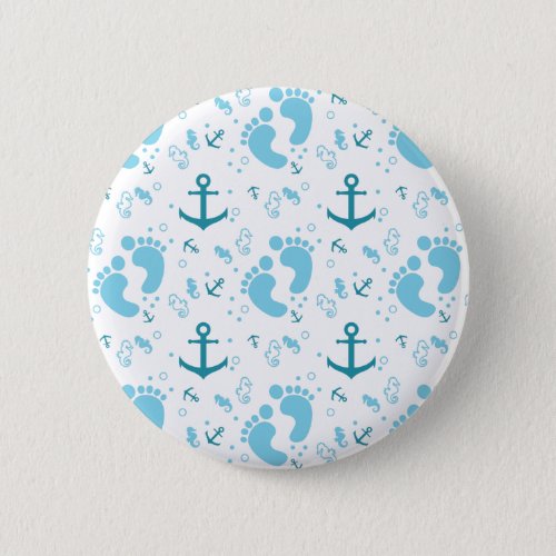 Nautical baby boy blue pattern button