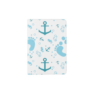 Nautical baby boy blue pattern passport holder