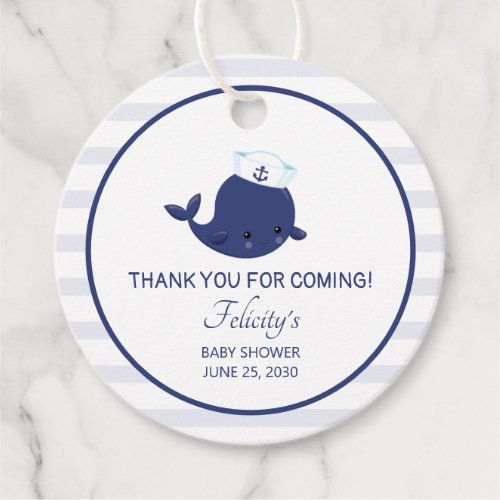 Nautical Baby Boy Blue Whale Baby Shower Favor Tags