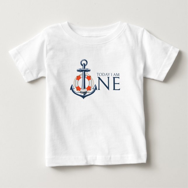 Nautical Baby boy First Birthday T-shirt (Front)