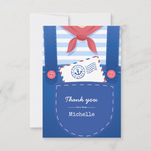 Nautical Baby Boy Shower by Mail Thank You Card