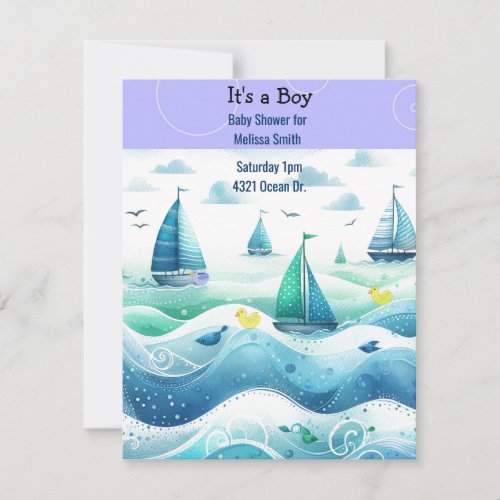 Nautical Baby Boy Shower Invitation