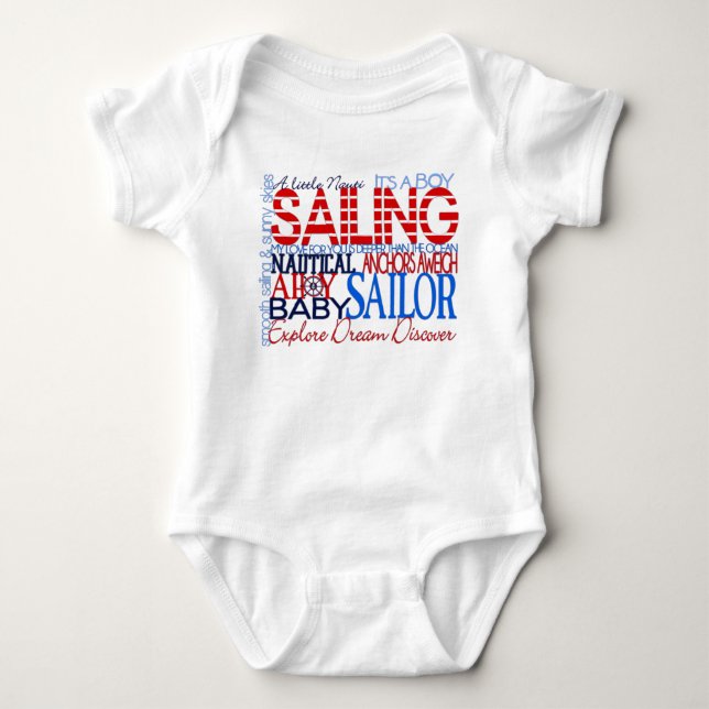 Nautical Baby Boy's T-Shirt Baby Bodysuit (Front)
