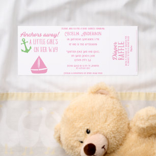 Nautical Baby Girl Diaper Raffle Baby Shower Tickets