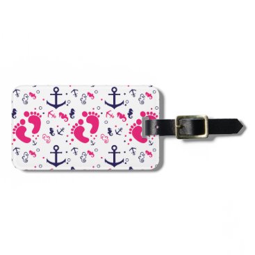 Nautical baby girl pink, navy blue bag tag Nautical baby girl pink, navy blue bag tag