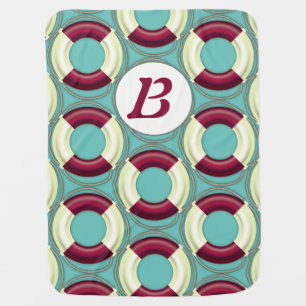 Nautical Baby initial Retro Life Preserver Pattern Blanket