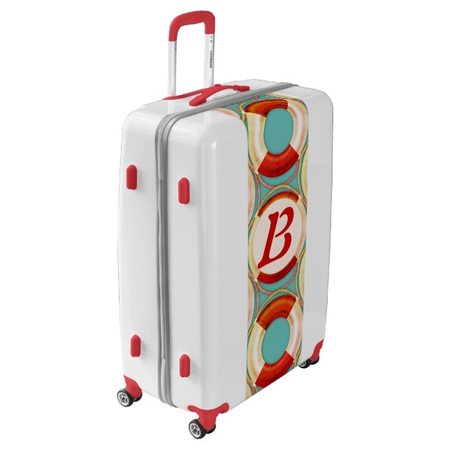 Nautical Baby initial Retro Life Preserver Pattern Luggage (Rotated Left)