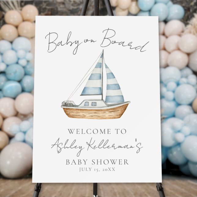 Nautical Baby On Board Shower Welcome Sign (Nautical Baby On Board Shower Welcome Sign)