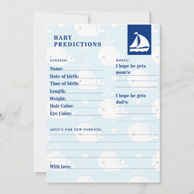 Nautical Baby Prediction Invitation (Front)