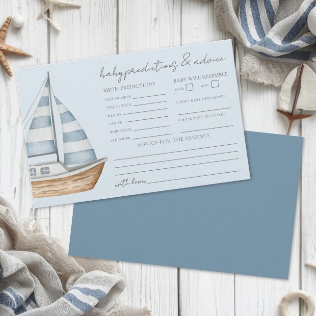Nautical Baby Shower Advice And Predictions Card (Nautical Baby Shower Advice And Predictions Card )