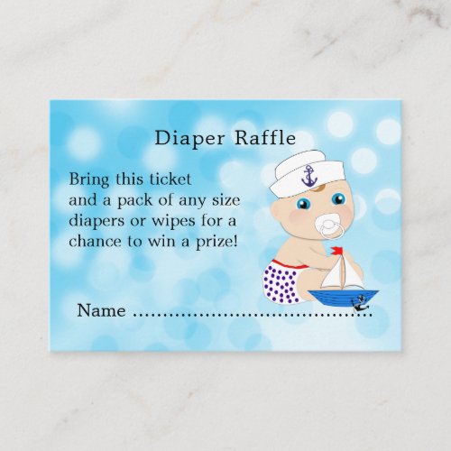 Nautical Baby Shower Ahoy Its A Boy Diaper Raffle Enclosure Card