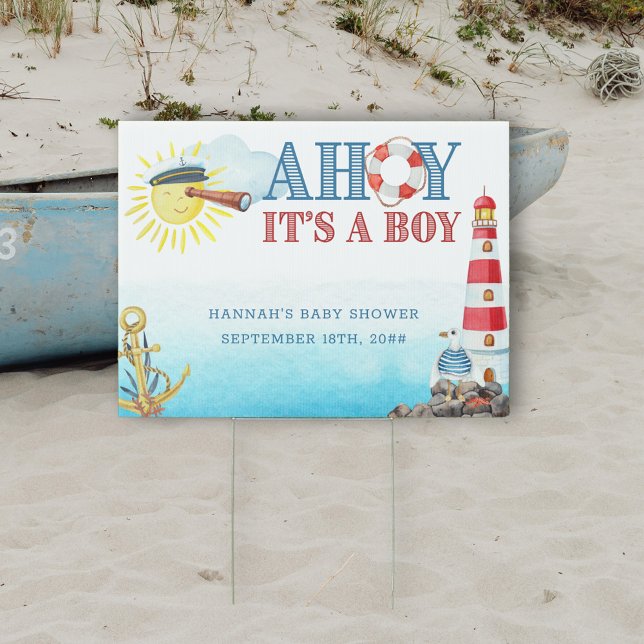 Nautical Baby Shower Ahoy it's a Boy Welcome Sign (Baby Shower welcome sign from my Ahoy it's a boy Nautical Baby Shower collection)
