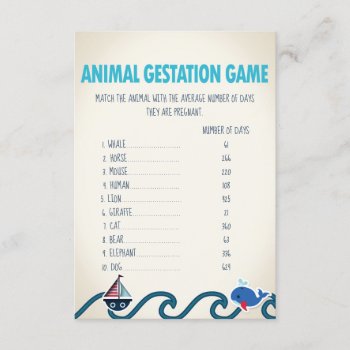 Nautical Baby Shower Animal Gestation Game Invitation by NellysPrint at Zazzle