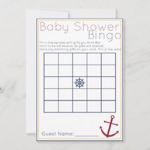 Nautical Baby Shower Bingo Game