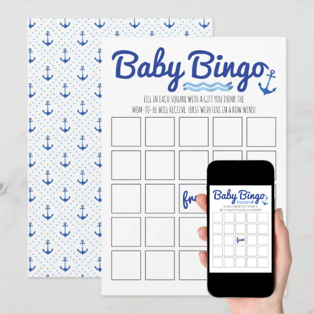Nautical Baby Shower Bingo Invitation | Zazzle
