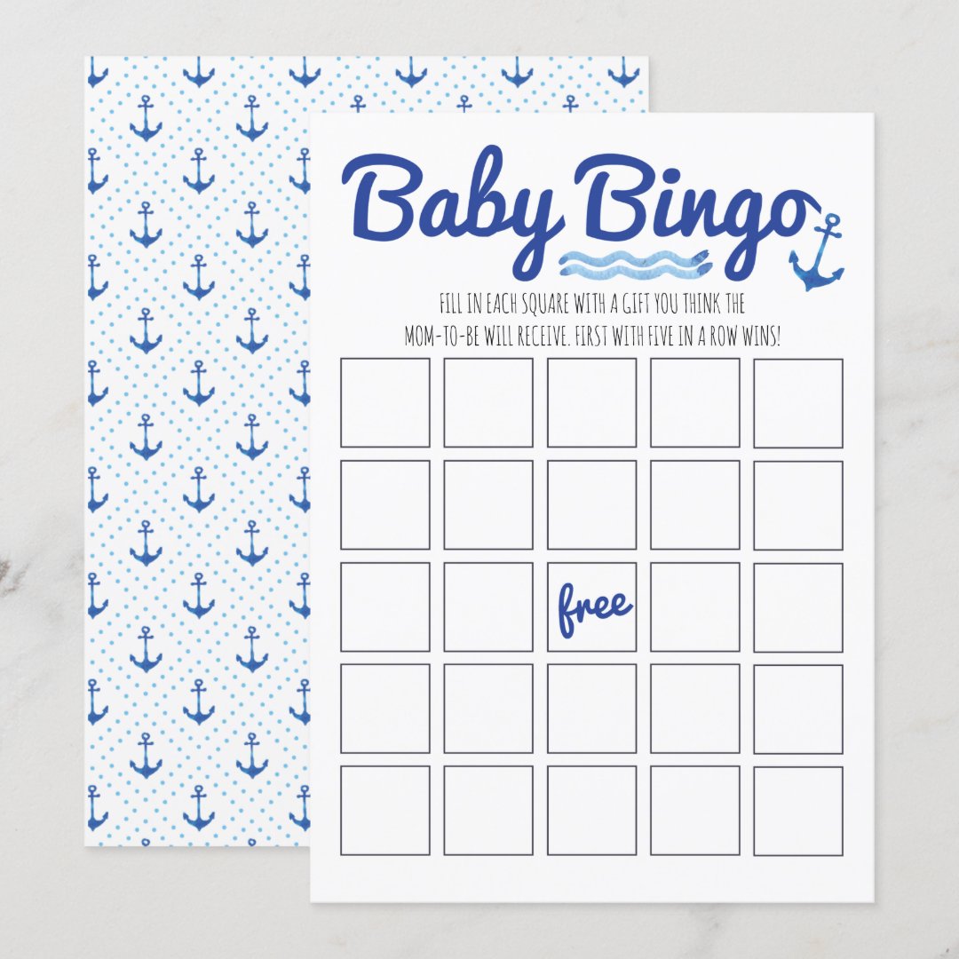 Nautical Baby Shower Bingo Invitation Zazzle