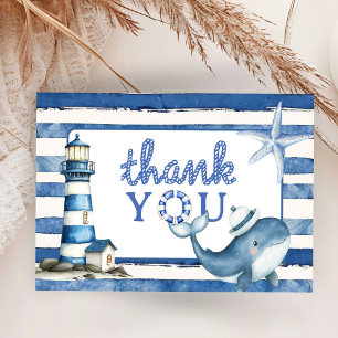 Nautical Baby Shower Blue Boy Flat Thank You Cards