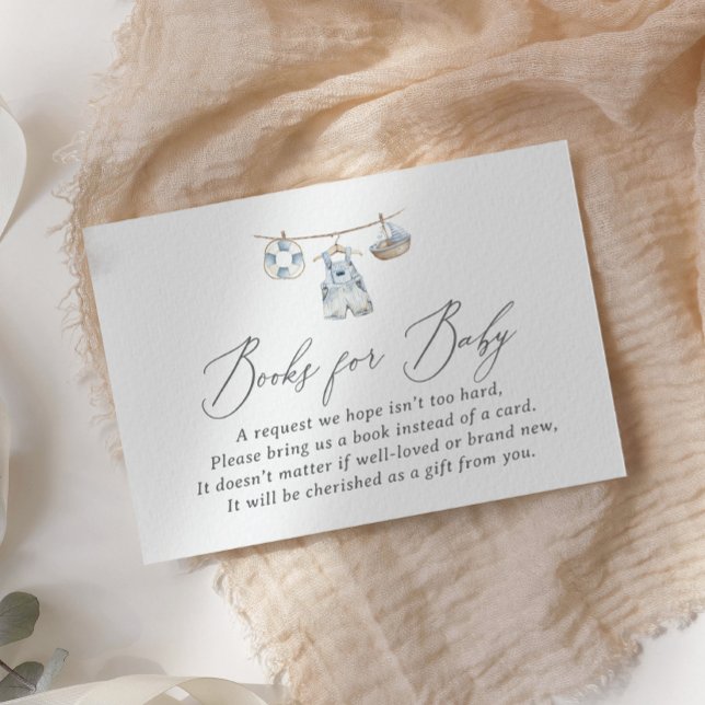 Nautical Baby Shower Books for Baby Enclosure Card (Creator Uploaded)